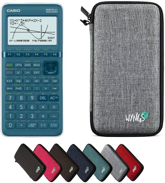 Casio Graph 25+E II incl. WYNGS Beschermhoes Lichtgrijs - Grafische Rekenmachine - Basis Pakket