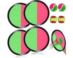 Klittenband balenset voor kinderen - 4 peddels en 4 ballen voor schieten en vangen