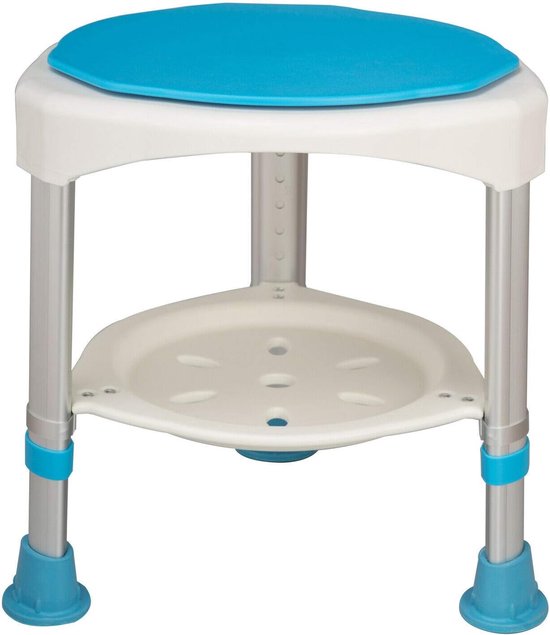 Aufun Douchestoel 360° Draaibare Dunimed Douchekruk met Antislip - Aluminium in Hoogte Verstelbare Badkruk - Douchehulp Badzitje Douchekruk - Kunststof Badkamer Kruk - Met Zuignappen