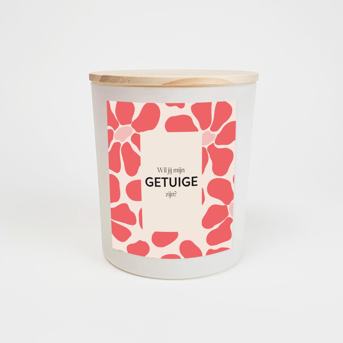 Geurkaars in glas - Getuige vragen - Wil jij mijn getuige zijn - Geurkaarsen geschenkset - Geurkaars - WIT - Abstract pink flowers design