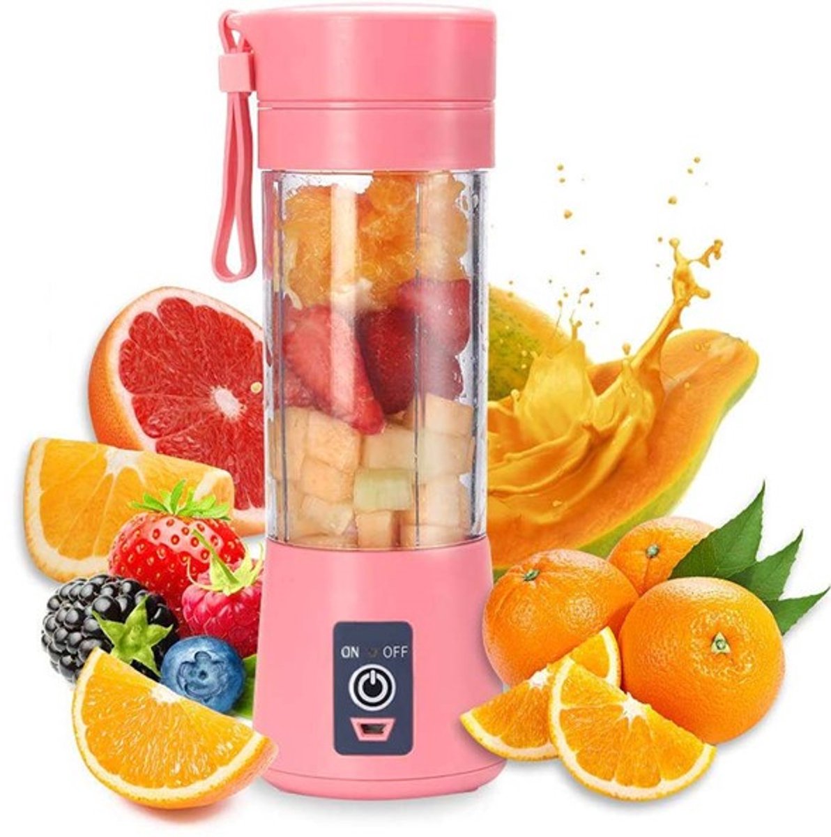 Mini blender to go Draagbare mini blender - Smoothie - USB Oplaadbaar - Draadloos - Compact - Mini smoothie maker - 380ml - blauw