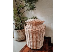 Monnarita Oriana A Serie - Rattan Mand - Handgemaakt - Inclusief Deksel - Warm Natuurlijke Kleur