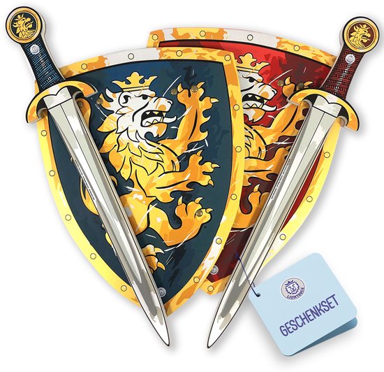 Liontouch Edele Ridder Set Voor Twee - Speelgoed - Zwaarden en Schilden - Ridderkostuum voor Jongens - Duurzaam Schuim - Geschenkset - Leeftijd 3-8 Jaar - Blauw en Rood