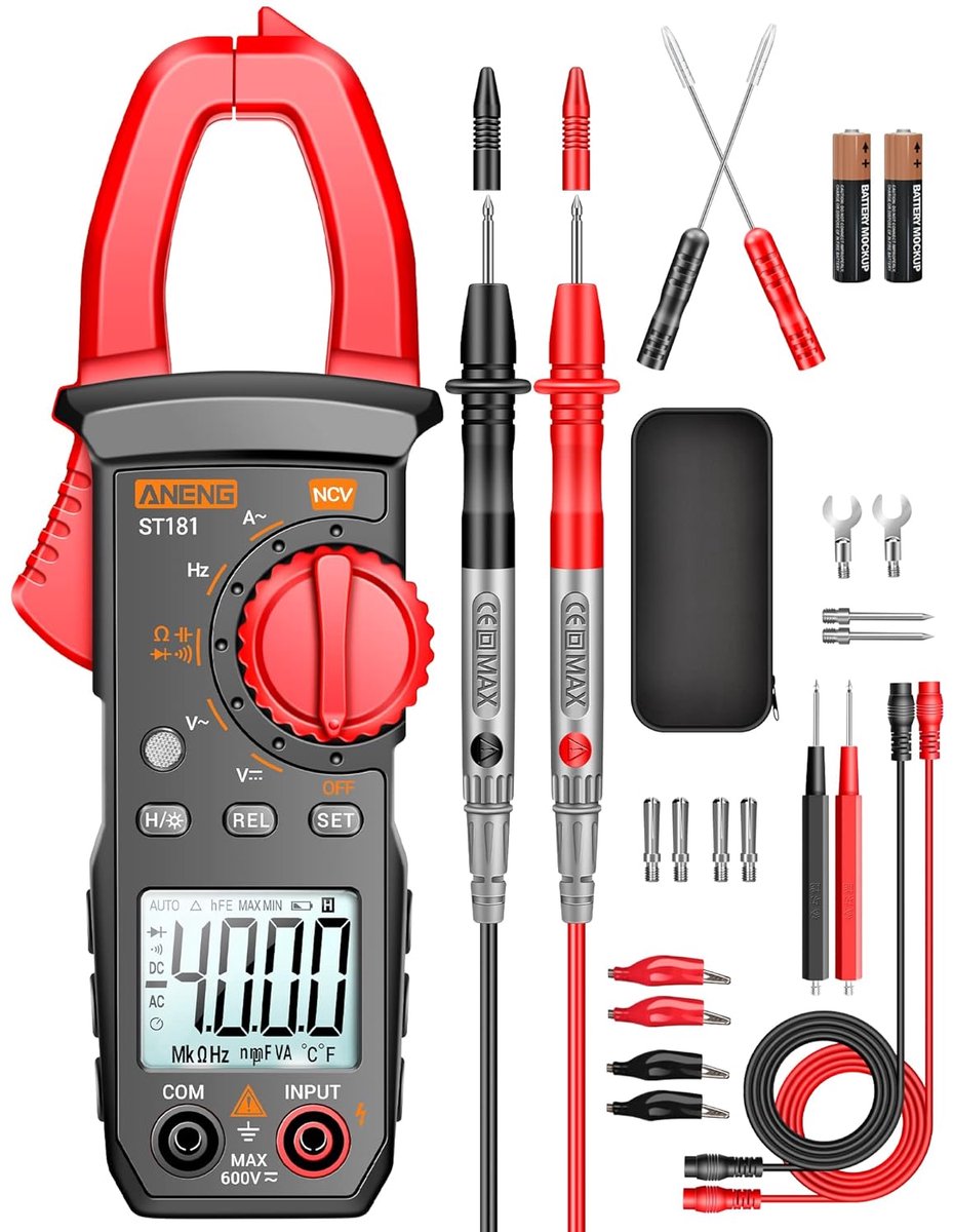 Multimeter met 4000 Counts - Stroomtang voor AC/DC Spanning, Stroom, Weerstand en Capaciteit