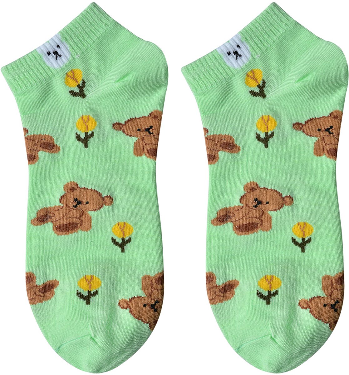 Clayre & Eef Grappige Sokken one size Groen Polyester Beer