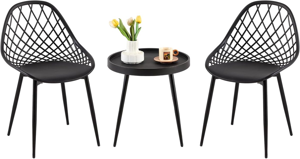 Balkonmeubelset - Tuintafel met 2 Stoelen en Loungestoel voor Kleine Balkons en Terrassen