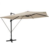 LifeGoods Parasol - 300x300 cm - Kantelbaar - 7 Standen - Waterdicht - met Hoes - Taupe