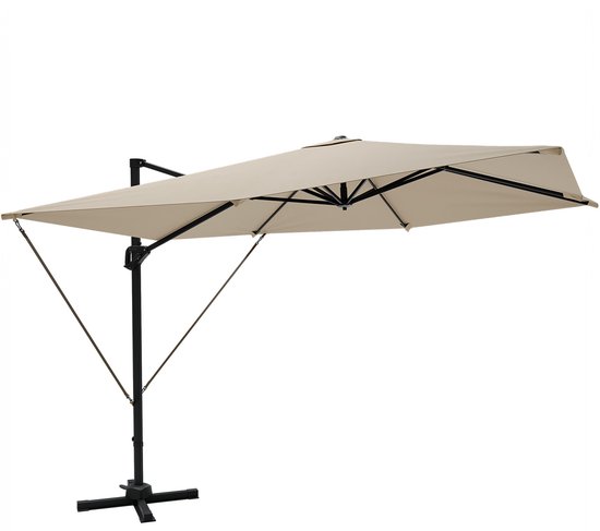 LifeGoods Parasol - 300x300 cm - Kantelbaar - 7 Standen - Waterdicht - met Hoes - Taupe