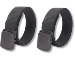 2 Stuks ZWARTE CEINTUREN/BROEKSRIEMEN, Schuifgesp in kunststof, Maximale Lengte 130CM, Unisex, Heel Praktisch voor Veiligheidscontroles