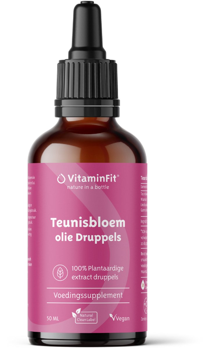 Goedkoopste VitaminFit Teunisbloem Olie Druppels - 100 Natuurlijk & Plantaardig - 50 ML - Hormoonhuishouding & Menstruatieklachten