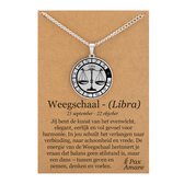 Collier signe du zodiaque Balance sur carte cadeau - Couleur argent - Talisman du Zodiac en acier inoxydable - Acier inoxydable - 60 cm - Pax Amare
