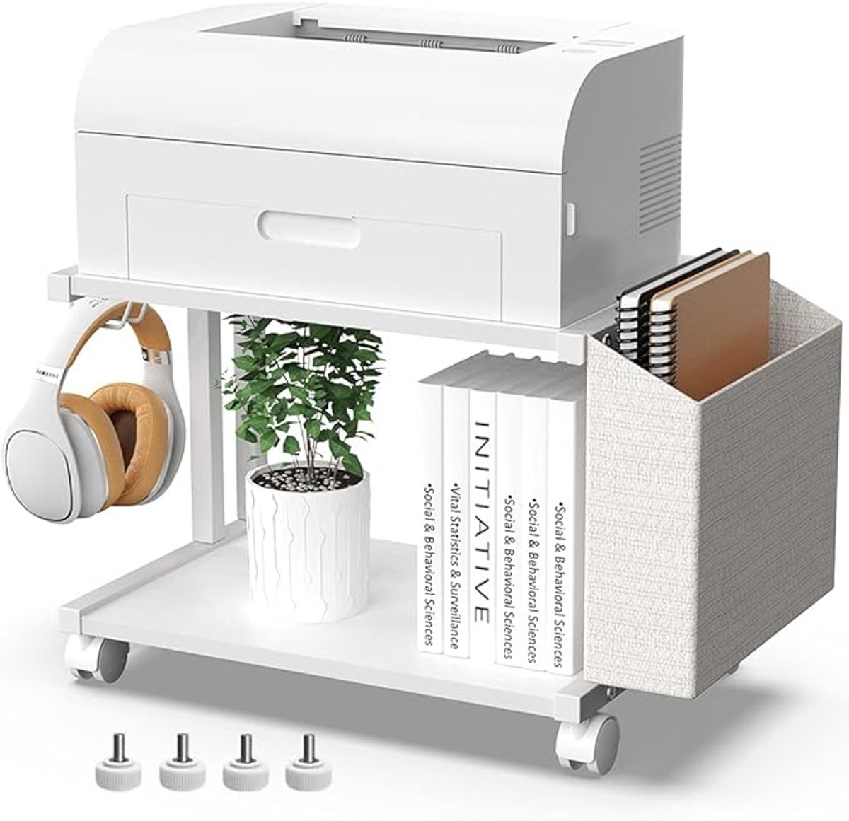 Printertafel - Stevig en Ruimtebesparend - Ideaal voor Thuis en Kantoor - Met Opbergruimte en Wielen - Organiseer je Werkplek Efficiënt - Praktisch en Functioneel Design