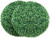 Kunstmatige buxus topiaries door , 40 cm hoog (2 stuks), bolvormige kunstplanten, het hele jaar door groene decoratieve ballen voor achtertuin, balkon, tuin, bruiloft en woondecoratie