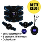 EMS Buikspieren Trainer Elektrisch - AB trainer - Afslankband - Spierstimulator - Sixpack Buiktrainer - Buikspiertrainer - USB Oplaadbaar - Zwart/Blauw-Cadeau