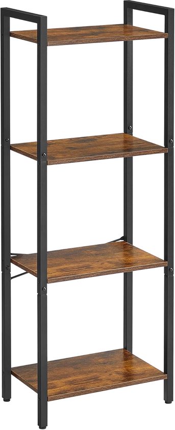 Boekenrek met 7 niveaus, stalen frame, industriële stijl, voor