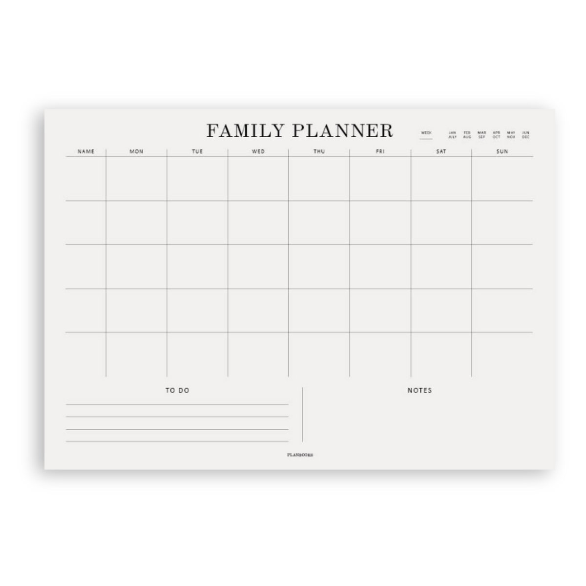 Planbooks - Familieplanner - Gezinsplanner - Family Planner - Horizontale Indeling - Notitieblok A4