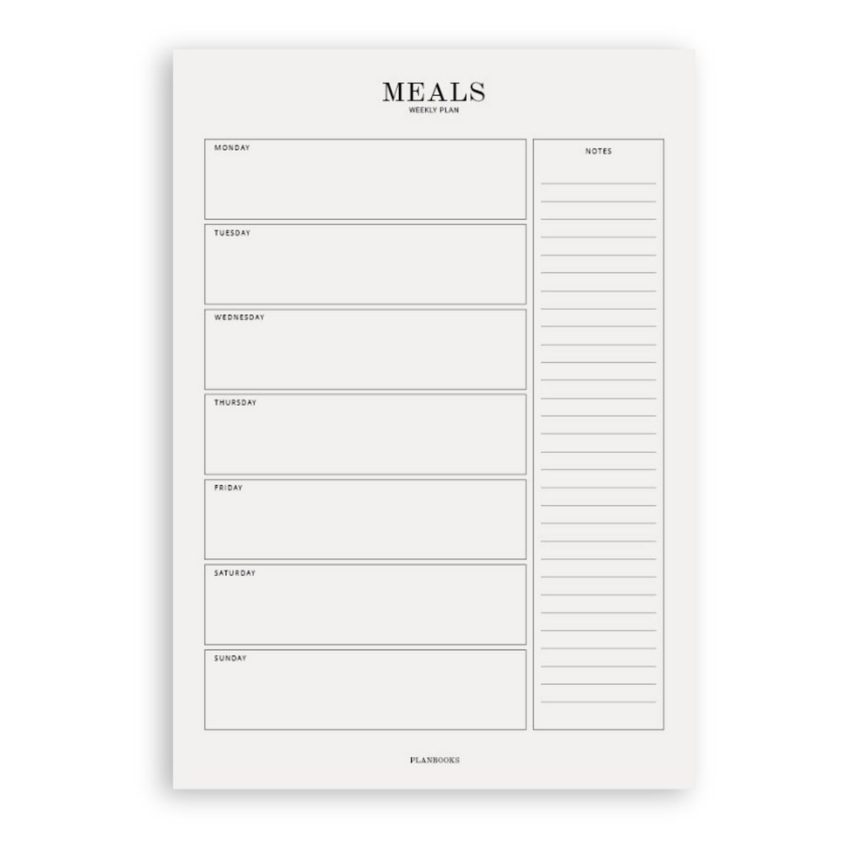Planbooks - Meal Planner - Maaltijd planner - Voedingsplanner - Weekmenu Planner - Notitieblok A4