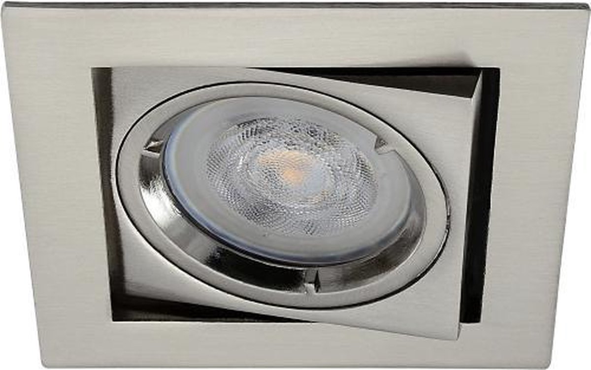 LED inbouwspot Valle -Vierkant RVS Look -Extra Warm Wit -Dimbaar -4W -Philips LED