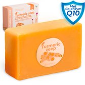 Destined® Q10 Turmeric soap - Collageen Booster Bar - Kurkuma zeep - Dark spot remover / Pigmentvlekken verwijderen - Anti Acne- Anti Littekens - Met CoQ10 Anti Rimpel & Celvernieuwing - Alternatief Kojic Acid zeep - 140g