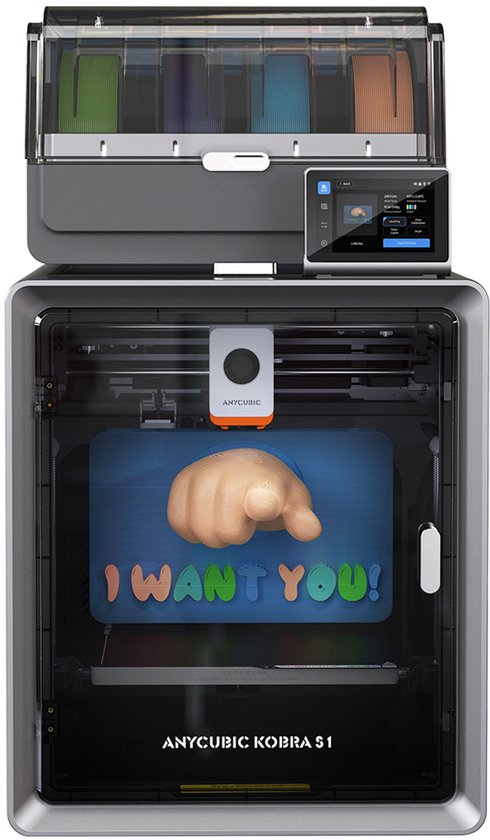 Anycubic Kobra S1 Combo 3D-printer, tot 8-kleuren printen, Ace Pro Color Engine, 600 mm/s ultrasnelle snelheid, automatisch nivelleren, 320°C hotend, 44 dB ultrastil, CoreXY-constructie, 250*250*250 mm