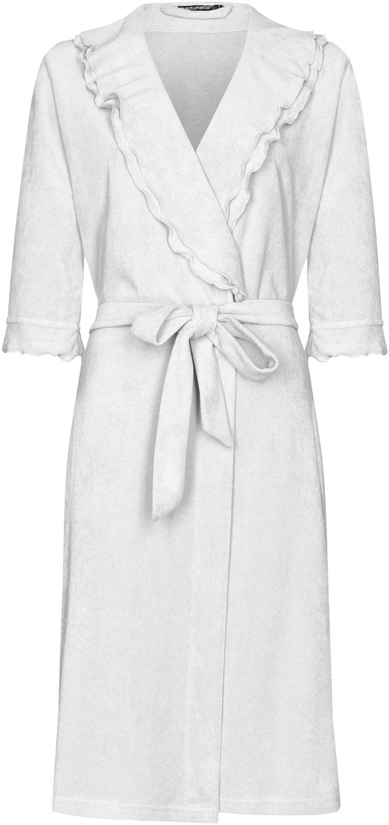Badjas Pastunette Premium - Ruffle - Wit - Badstof
