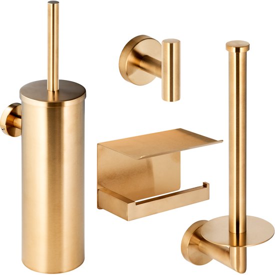 Avalo Toiletaccessoireset Zwart 4-delig - Luxe Toilet Set - Toiletborstel met Houder/Toiletrolhouder/Reserverolhouder/Handdoekhaak - Incl. Bevestigingsmateriaal