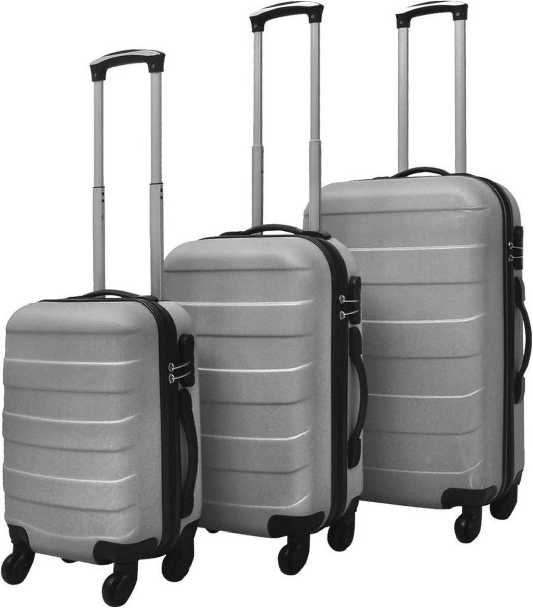 vidaXL - 3-delige - Kofferset - hard - 45,5/55/66 - cm - zilverkleurig