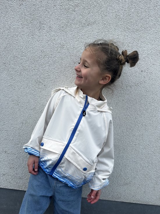 Ducksday - Coupe-vent d'été pour enfant - Coupe-vent - Déperlant - Résistant aux UV - Respirant - Réflecteur - Unisexe - Manta - Blauw - Taille 110/116