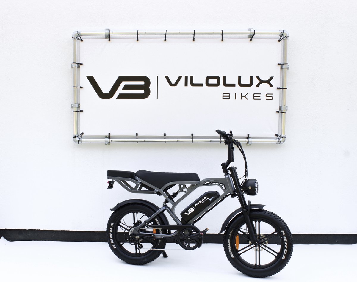 Vilolux® - V20 PRO 3.0 - Rijklaar - Achterzit - Hydraulische Remmen - 2024 Model - Elektrische Fatbike - Fatbikes - E-Bike - Cruise Functie - 25 km/u - 250W - 7 Versnellingen - Telefoontas - Voetsteunen - 1 Jaar Garantie - Zwart - Legaal