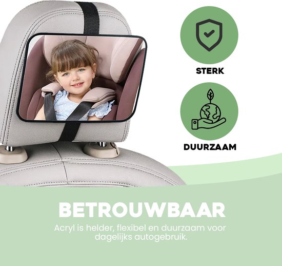 Premes Autospiegel Baby - Voor hoofdsteun - 19 x 14 CM - Achteruitkijkspiegel - Achterbank spiegel - Baby Auto - Spiegel - Baby Spiegel Auto - Binnenspiegel - Voor Achterbank - Kind - Bijrijder van Premes — afbeelding 2
