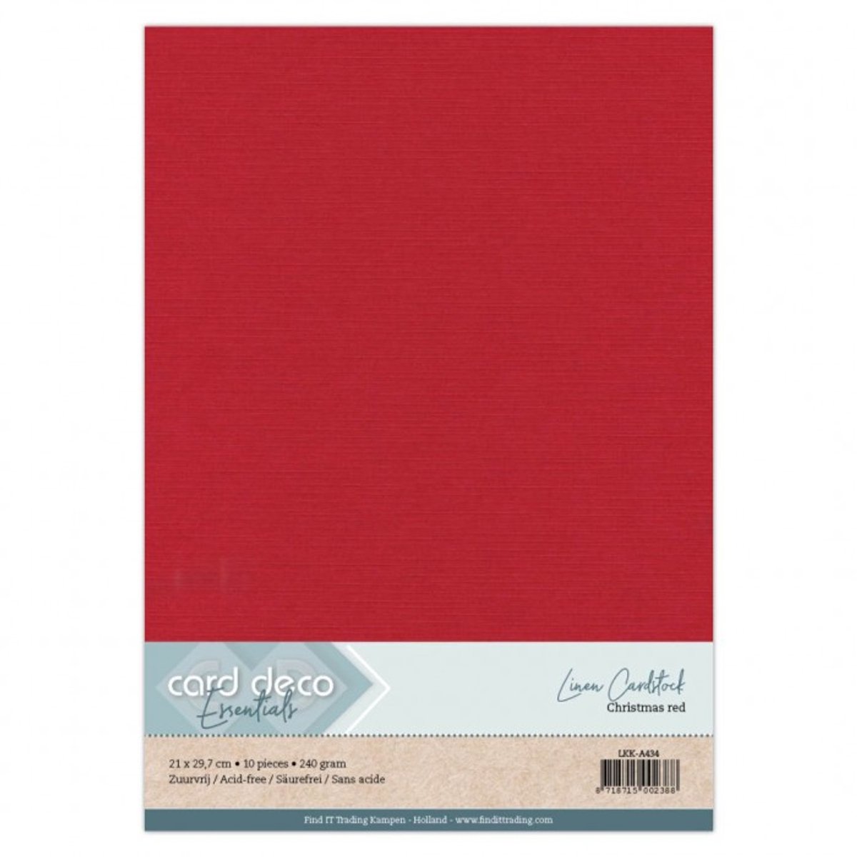 25 vel Kerstrood A4 Linnenkarton 240 grams - 21 x 29,7 cm - Gratis verzonden