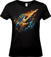 Dames t-shirt Guitar | Toppers in Concert 2025 | Stout & Fout maar Goud | Foute Party Shirt | Zwart Dames | maat M