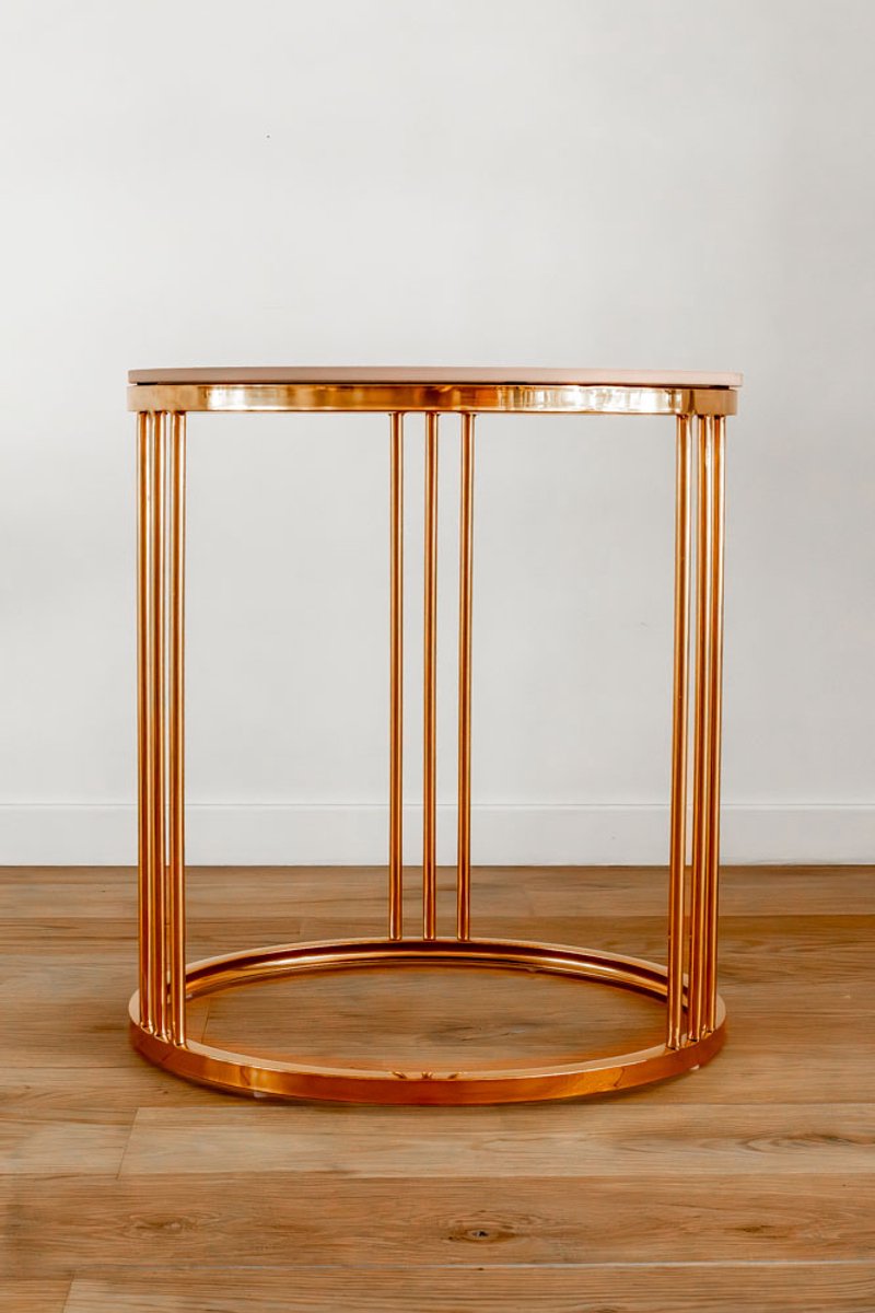 VL HOME Luxe modern design roestvrijstalen keramische top ronde bijzettafel