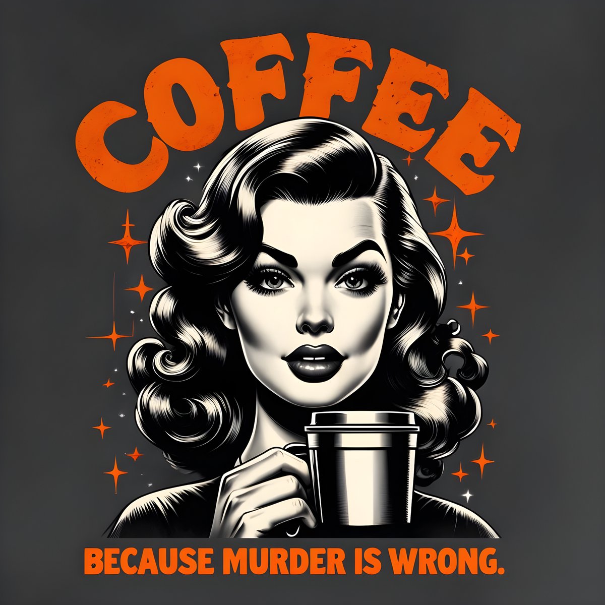 4one6 industries - "Koffie omdat moord verkeerd is" – Gekleurde retrosticker