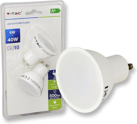 Maaltijd Leia Recyclen GU10 Spot LED Lamp -Warm Wit (3000K) -6 Watt, vervangt 40W Halogeen -V-Tac  | bol.com