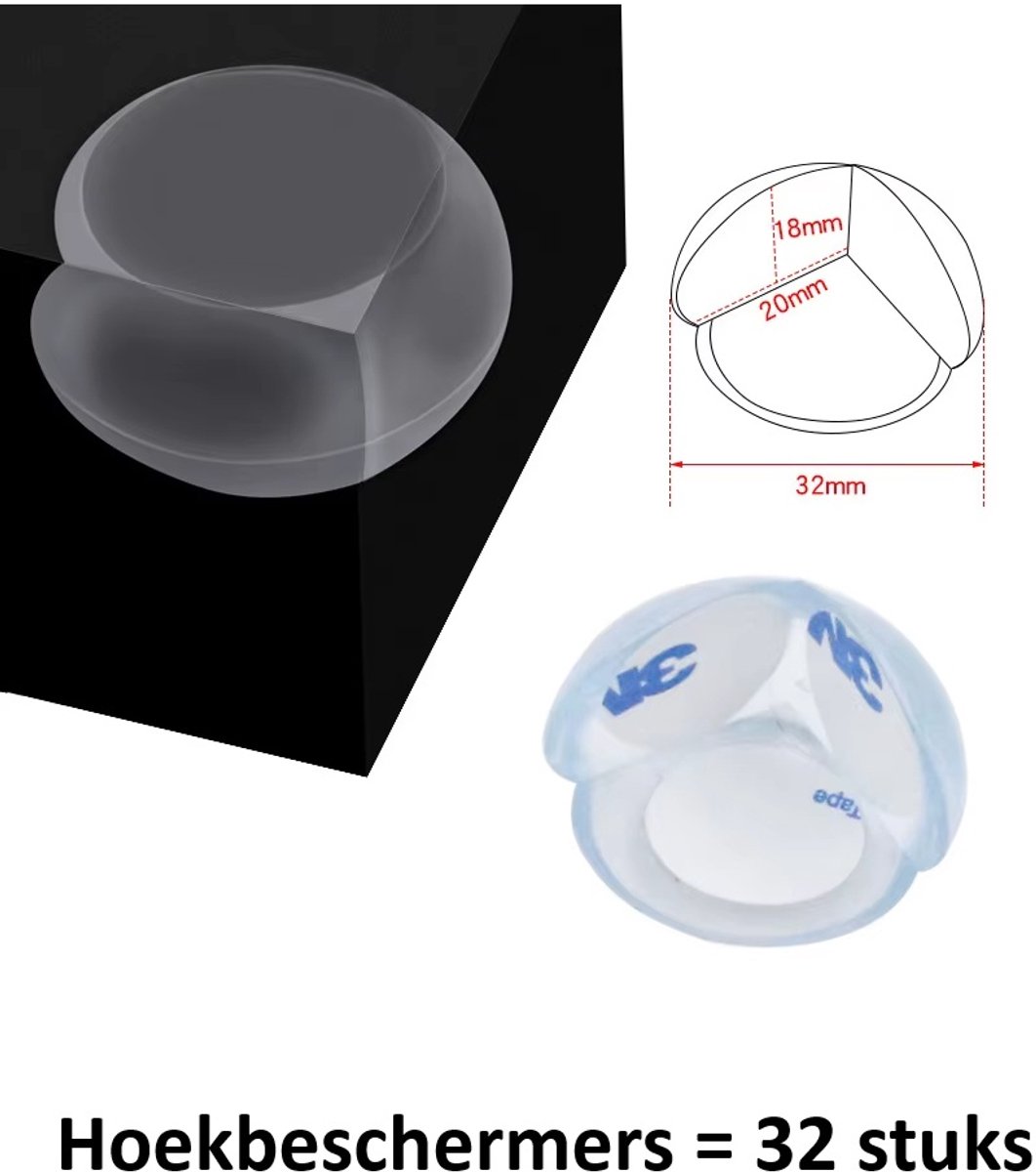 32 stuks Hoekbeschermers baby – Rond - Tafelhoek beschermers - Hoekbeschermer tafel - Transparant- Underdog Tech