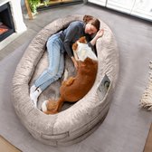Lit pour chien humain – Groot pouf pour Adultes – Style panier pour chien – Perfect pour la Détente, la lecture et la détente – Beige – 122 x 183 x 28 cm