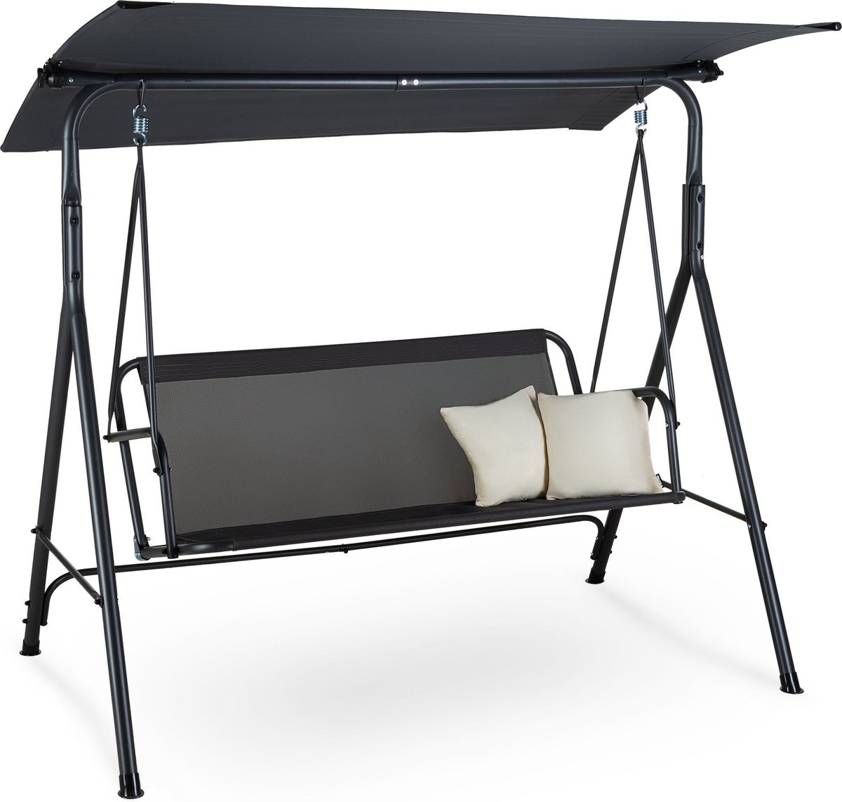Luverno® Schommelbank - 3 Persoons - met 2 Kussens - tot 220 kg - 173 x 113 x 149 cm - Verstelbaar Zonnedak - UV-bescherming - voor Tuin, Buiten - Tuinmeubelen