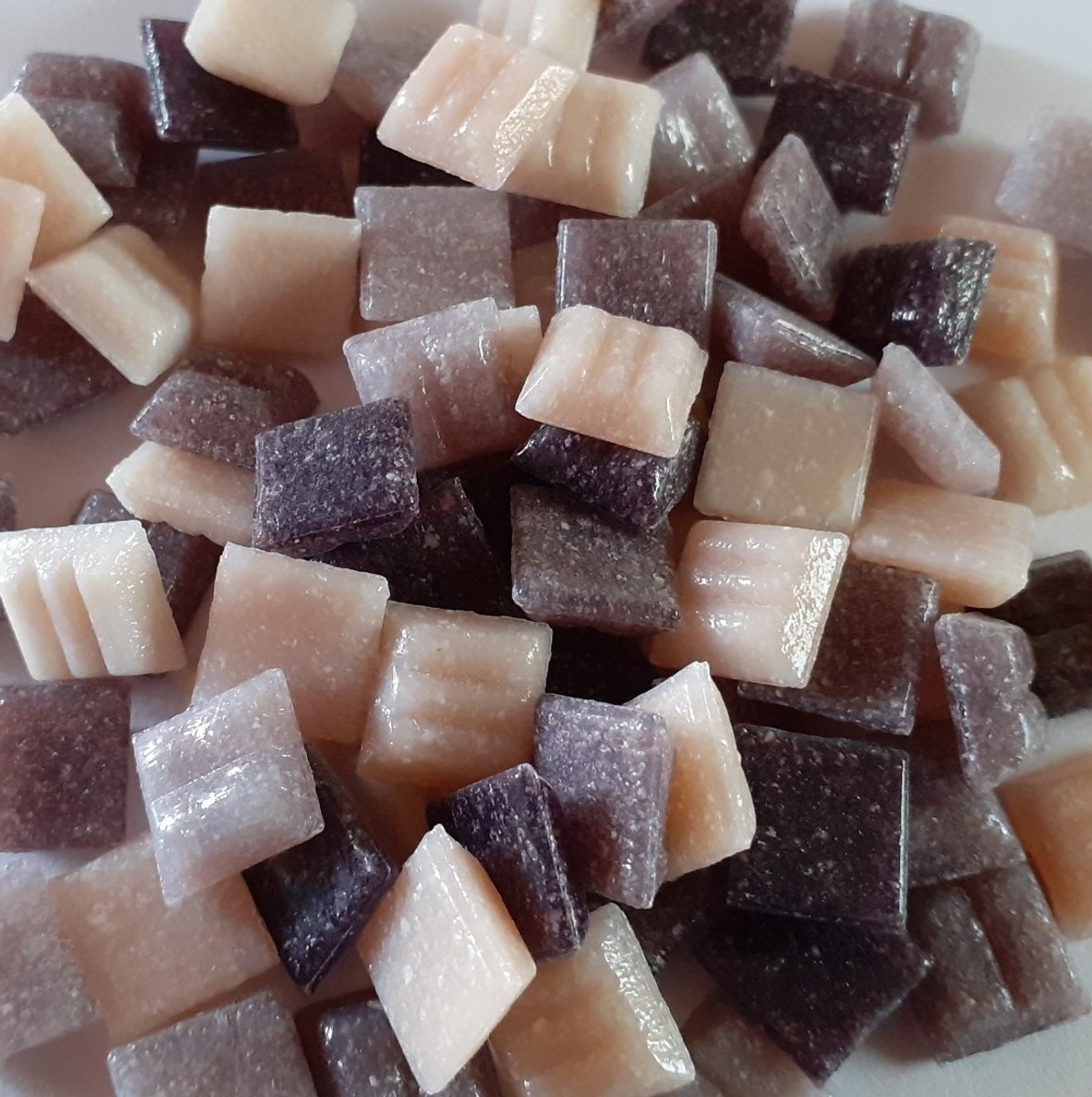 Mozaiek steentjes Glas Vierkant 1x1 cm Paars/roze mix 300 gram
