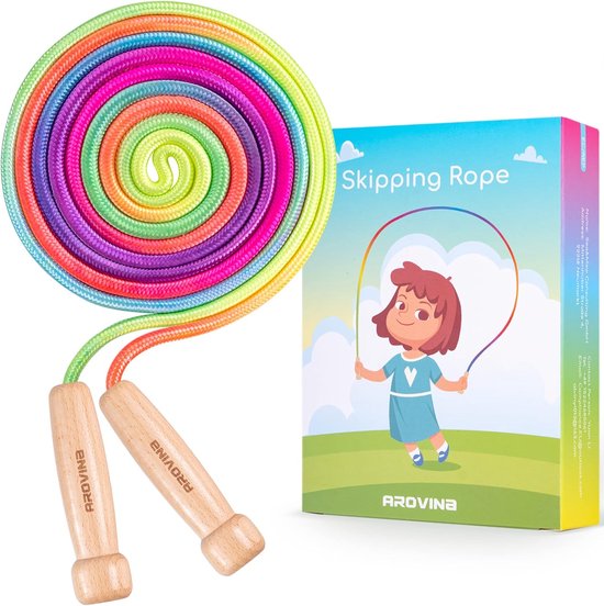 Springtouw Springtouw Kinderen, 2.5M Springtouw voor Kinderen Verstelbaar Houten ...