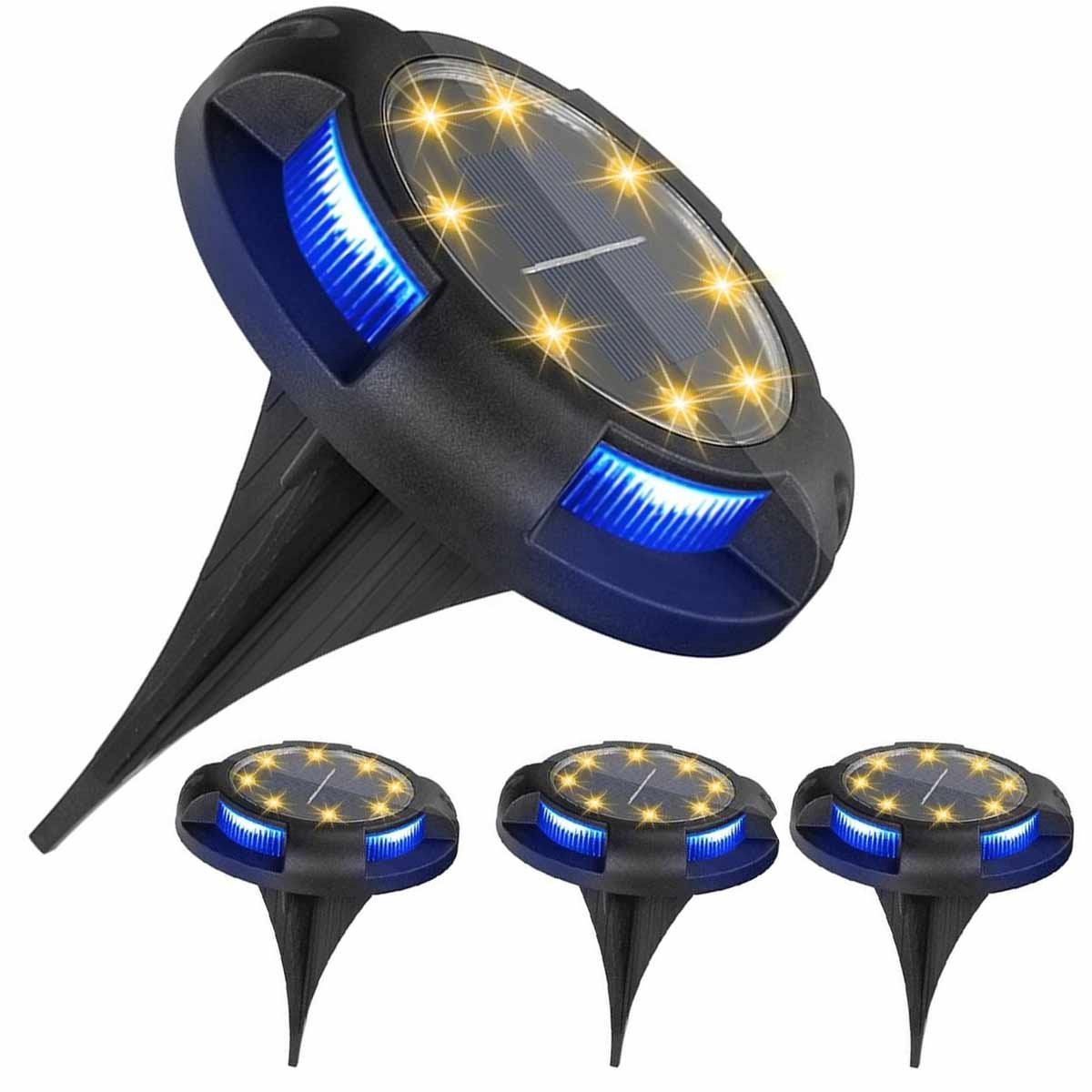 Meedeer 12 Leds Solar Grondspot (4 stuks)-Tuinverlichting op zonne energie-Grond Spots-Zonne grondverlichting-op Zonne-energie met Buiten Verlichting Tuinverlichting- Buitenverlichting Tuinlamp