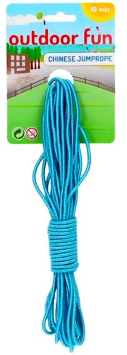 Springelastiek / elastiekenspel (elastisch springtouw) 10 meter BLAUW met glitter (buitenspeelgoed springen / elastieken voor kinderen, cadeau idee kinderfeestje / vakantie!)