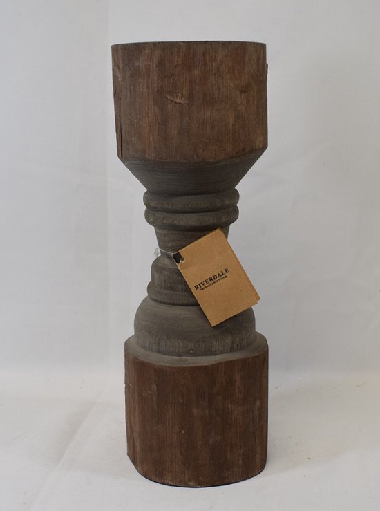 Riverdale - Robuust - massief houten - stoer - sober - kandelaar - Hoogte 31 cm - Ø 11 cm