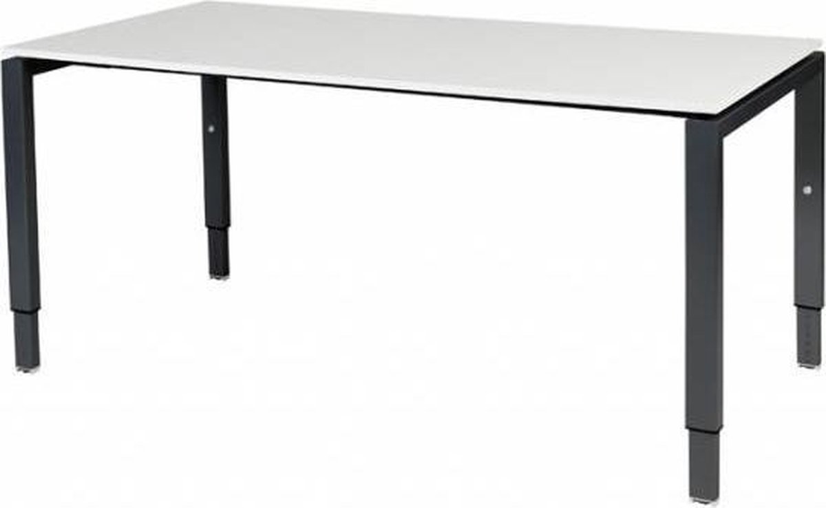 Verstelbaar Bureau - Domino 160x80 wit - zwart frame
