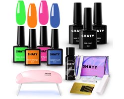 SHATY® BIAB Starter Pakket – Zomerse Kleuren Builder Gel & Gelnagellak Set – Inclusief 36W UV/LED Nagellamp, Nail Cleanser, Builder in a Bottle & Instructievideo