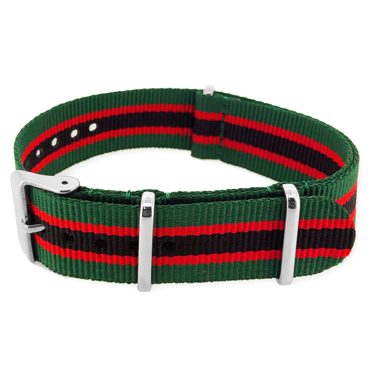 NATO Horlogeband G10 Military Nylon Strap - Original NATOS.com® - Regimental Groen Rood Zwart 22mm