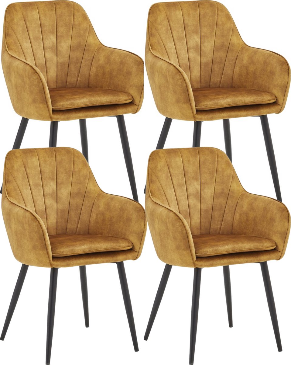 Colenis Melissa Eetkamerstoel - Set Van 4 - Honey - Adoré Velvet - Met armleuning