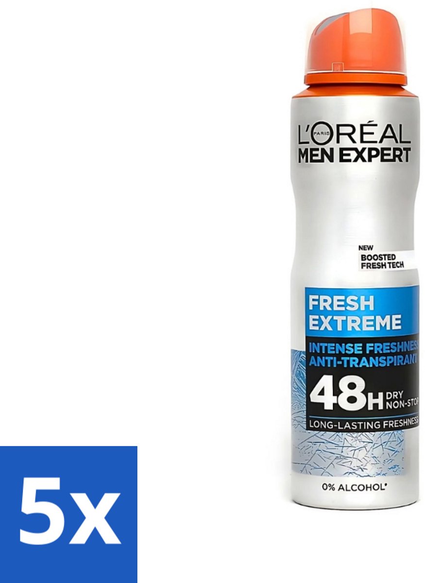 L'Oréal Men Expert Deodorant Spray Fresh Extreme 150 ml - Bulkverpakking - 5 stuks