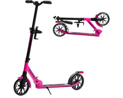 BLACKWHEELS ZOOM Foldable Scooter - Opvouwbare Step - Voor volwassenen - ABEC-7 - 200 mm PU Wheels - Voetrem - Black - Pink