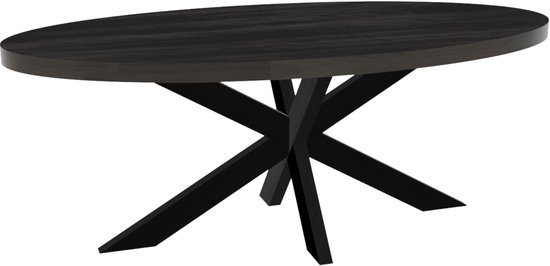 Table à manger ovale manguier 200cm James table à manger industrielle ovale noire